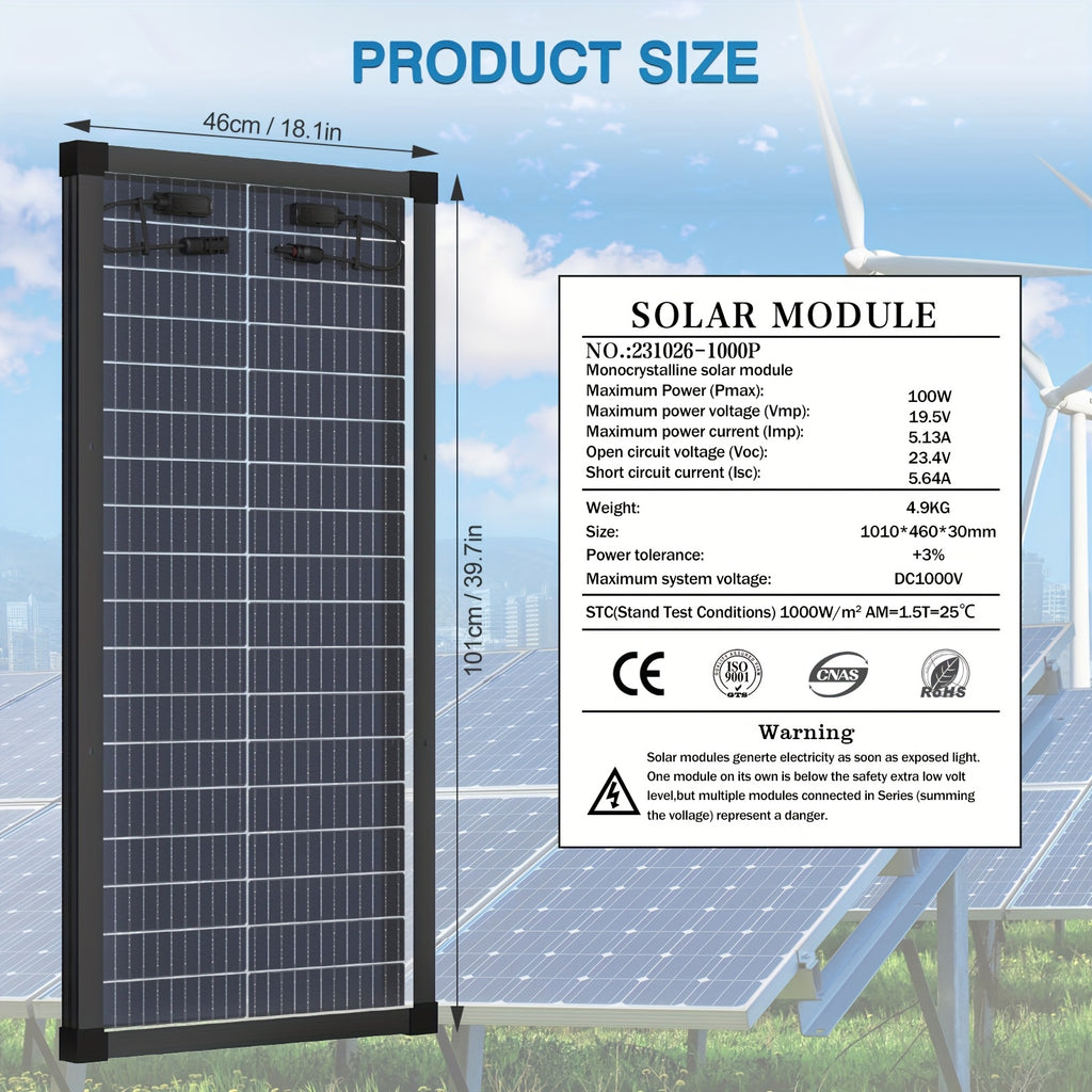 2pcs Double-sided 100W Solar Panels 12V High-efficiency Monocrystalline Double-sided Solar Panels with Busbar Hidden and Waterproof Technology, Ideal for RV, Vehicle, Home Farm Battery Charging, Camping, Outdoor Hiking and Ot