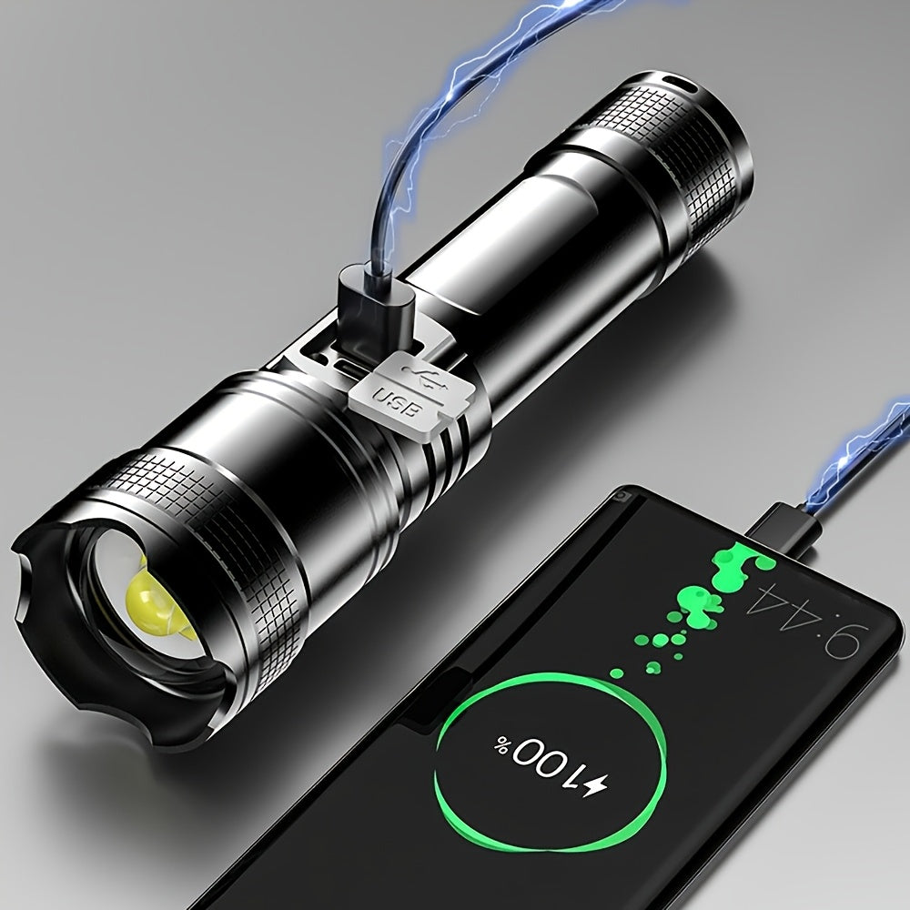 High Lumens Rechargeable LED Flashlights Ultra-Bright Flashlights 3 Modes Flash Light Tactical Accessories, Zoomable Torch, Handheld Power Display Flashlight for Outdoor Camping Fishing Survival Hunting Gear And Equipment Loc