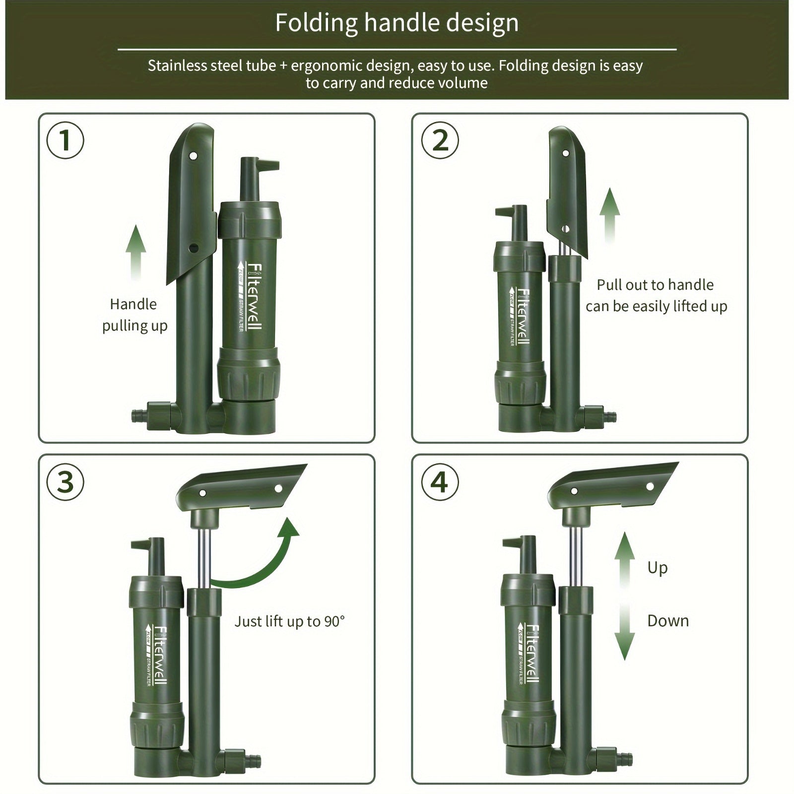 Pocket Pump Water Filter, 0. 01 Micron, ABS Material, Dispenser Container Type, for Emergency Survival, Backpacking, Hiking, Camping, Outdoor Filtration