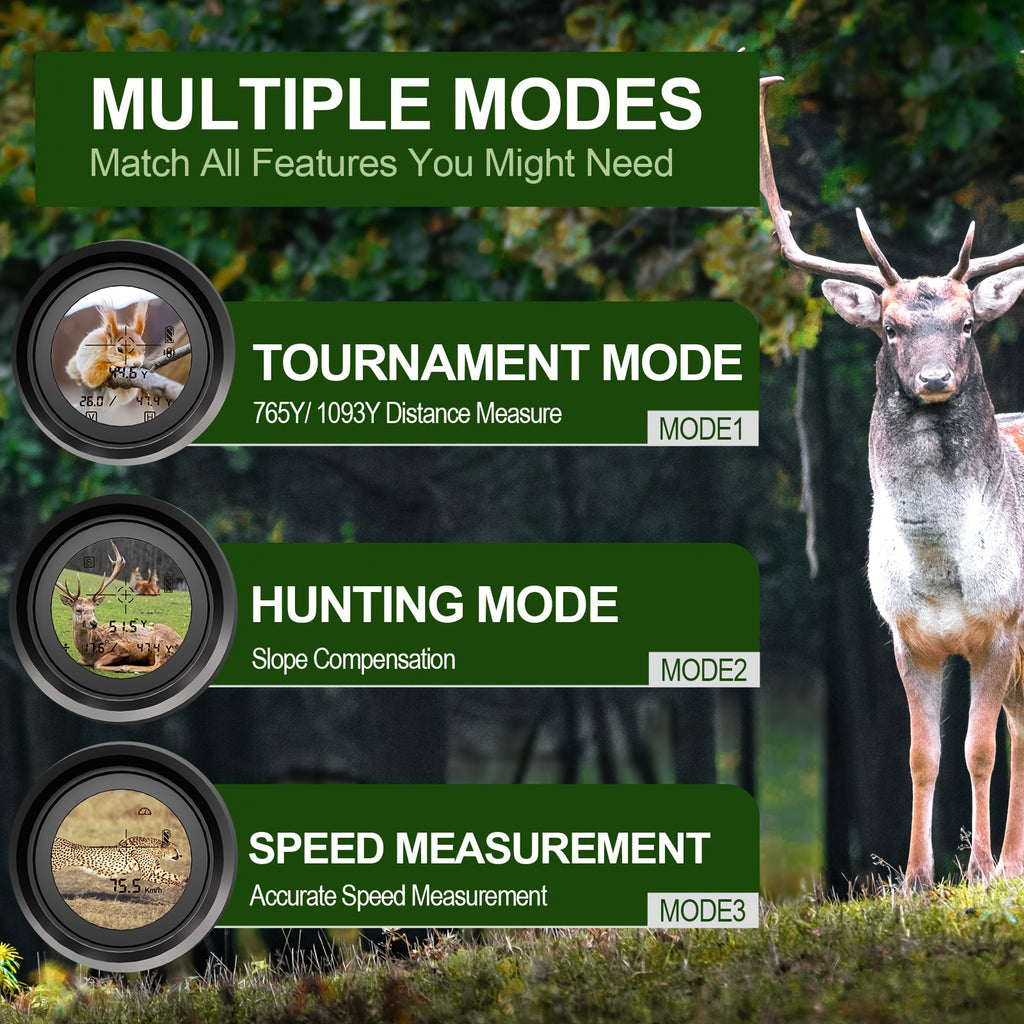 JIEHOME Golf & Hunting Laser Rangefinder with Slope - 765 Yd High-Precision Laser Distance Meter, Flag Lock Vibration, 6X Magnification, Slope/Angle/Speed/Distance Mode, Rechargeable, Lightweight for Golf Course & Outdoor Hun