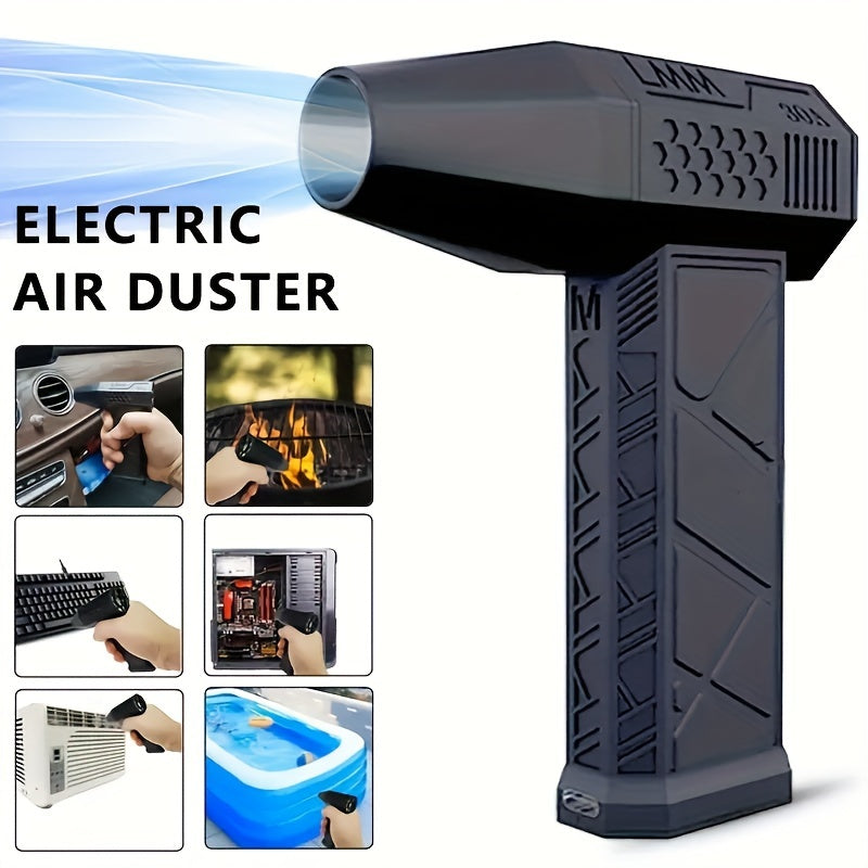 1pc Black Rechargeable Portable Turbojet Fan With Powerful Blower, Equipped With High-speed Air Duct Fan, Ultra-Powerful High-Speed Air Blower - Mini Turbo Jet Fan For Quick Dust Removal - Perfect For Cars, Home & Electronics