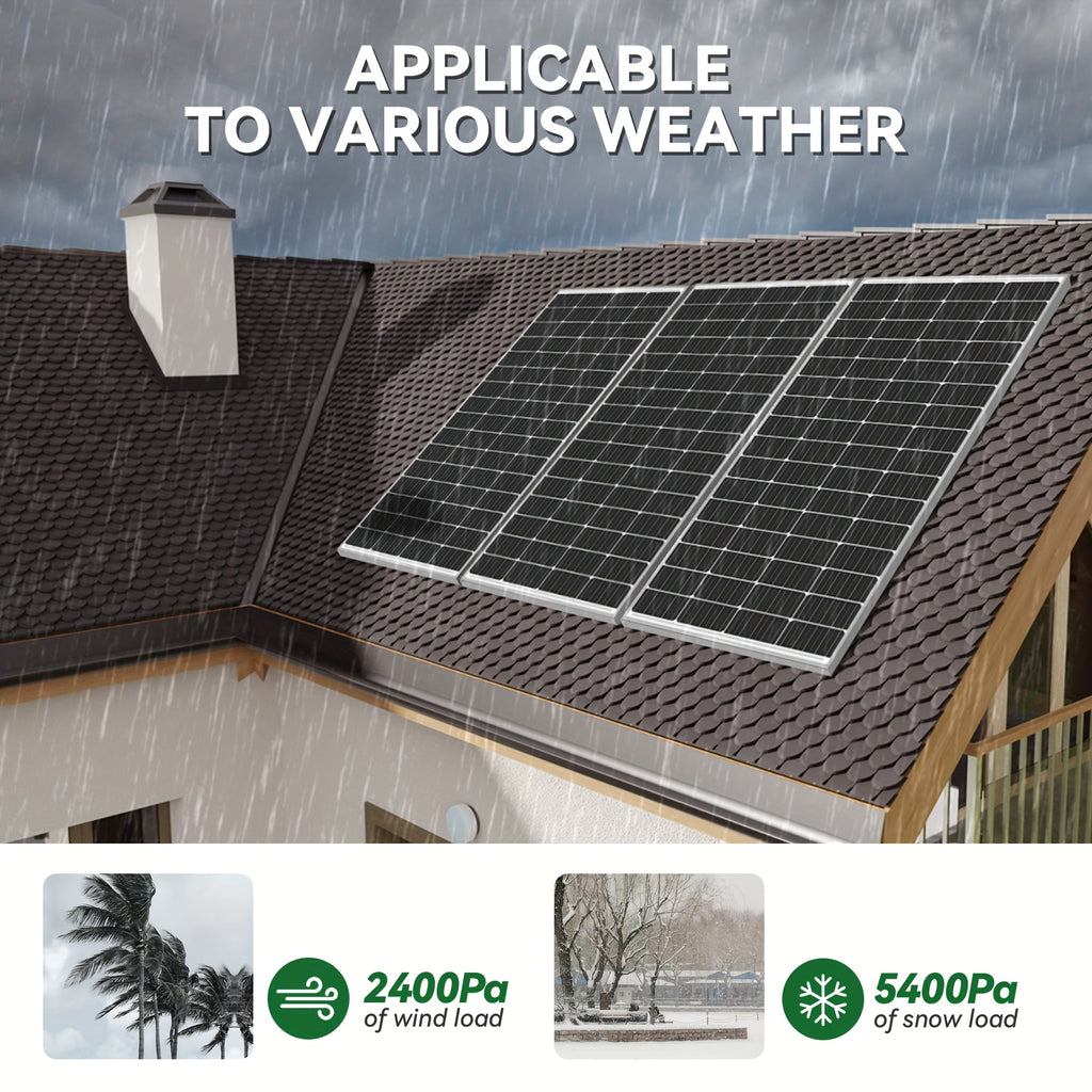 High Efficiency 25.5% 400W Monocrystalline Solar Panels - Durable Aluminum Frame & Weather-Resistant - for Rooftop, Farm, House, RVs & Off-Grid Systems - Low Light Energy Production - Long-Term Use