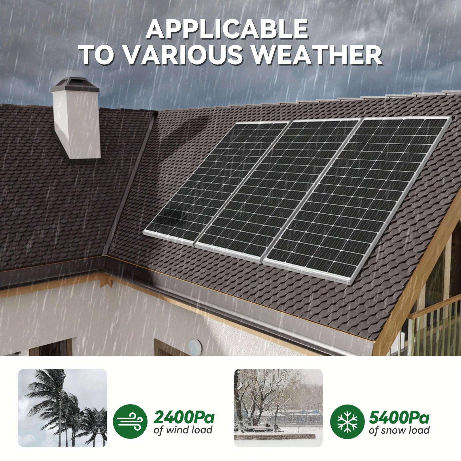 High Efficiency 25.5% 400W Monocrystalline Solar Panels - Durable Aluminum Frame & Weather-Resistant - for Rooftop, Farm, House, RVs & Off-Grid Systems - Low Light Energy Production - Long-Term Use