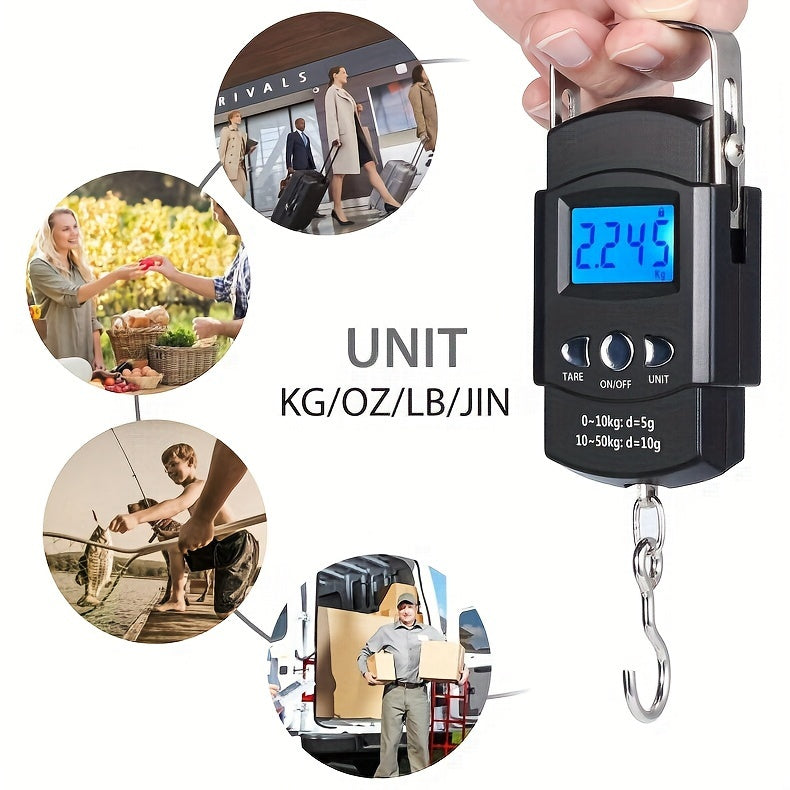 Electronic Portable Hand Scale, Mini Luggage Scale With Ruler, Fishing Bag Scale