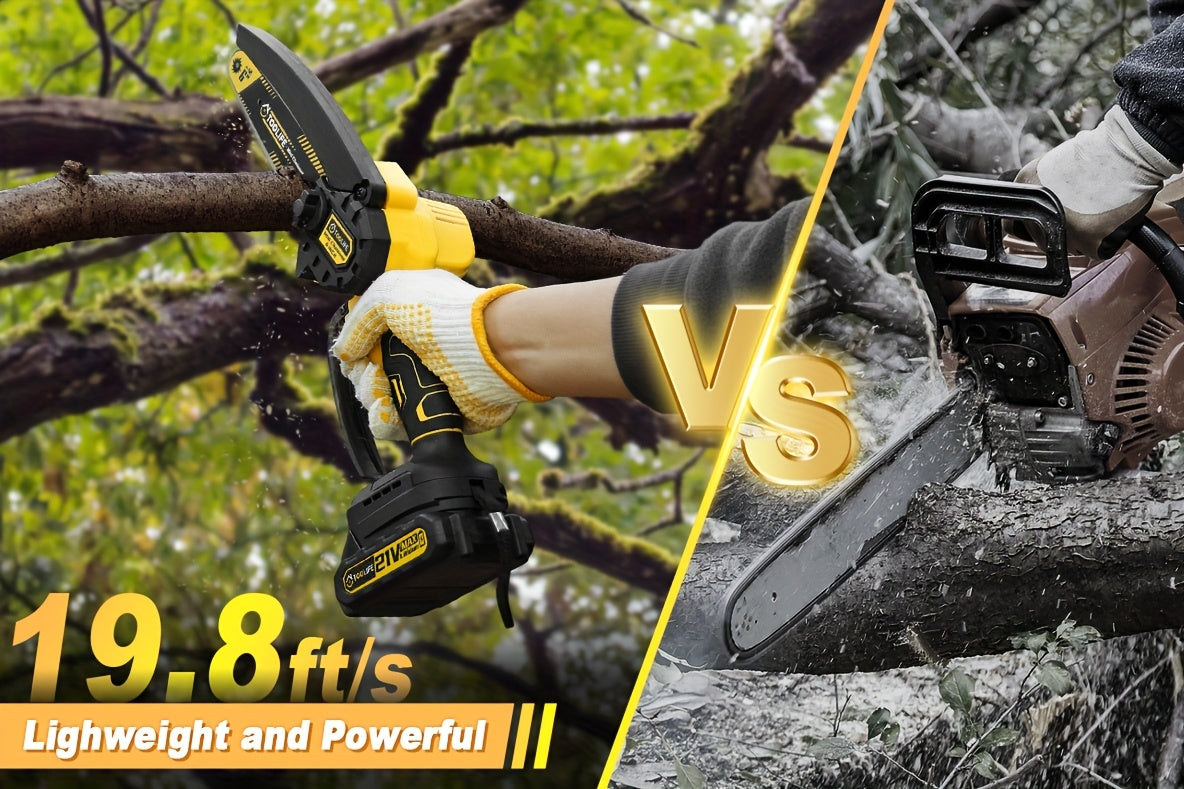 Mini Chainsaw Cordless, 6/12 Inch Handheld Electric Portable Power Chainsaw, 2 Rechargeable Batteries And Toolbox, Tree Trimming Wood Working & Cutting. Courtyard, Household, Survival Outdoor Tools. Gardening Supplies & Equip