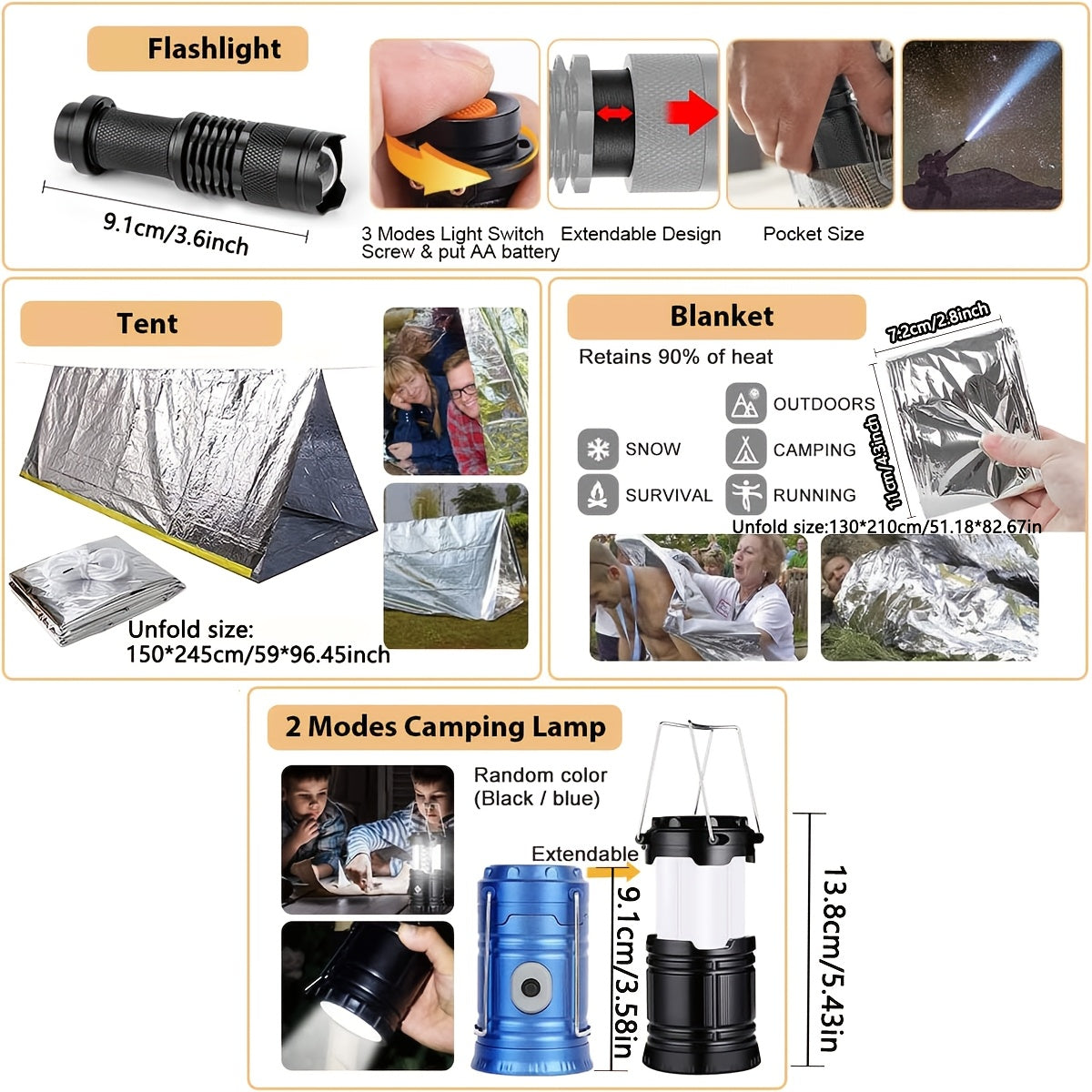 252pcs Survival Gear Kit - All-in-One Emergency Supply Set With MOLLE-Compatible Bag And Emergency Tent - Essential For Earthquakes, Hiking, Hunting, And Outdoor Adventures - Great Gift For Him And Her