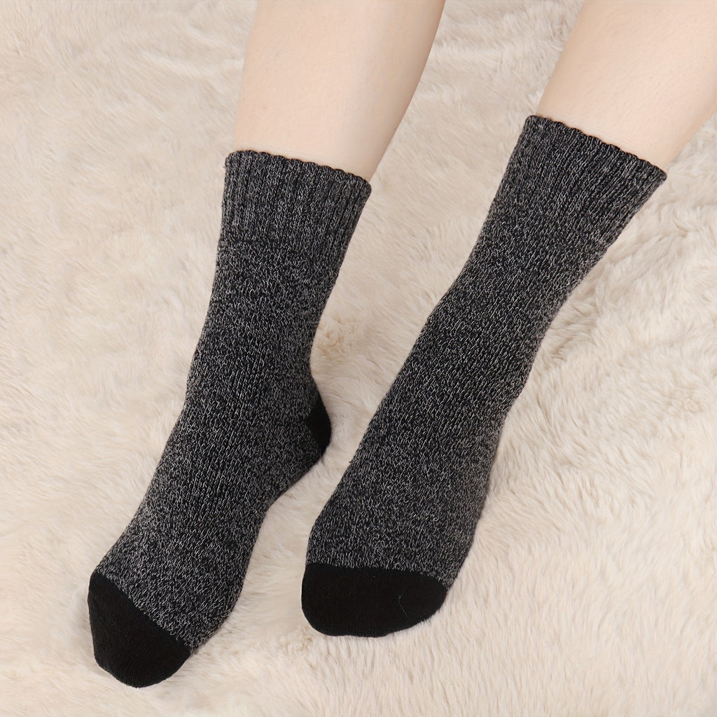 [Customer Favorite] 5pcs Cozy Thermal Socks for Men & Women - Warm, Thick Winter Crew Socks with High Elasticity, Soft Knit Fabric - Perfect for Hiking, Fishing & Christmas Gifts