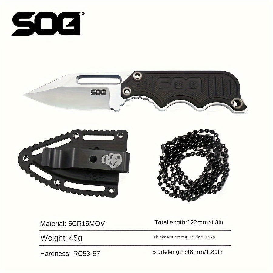 1PC Multi-purpose Knife, Pocket Knife, High Quality 5CR13 Steel, One Body + FRN Glass Fiber Nylon Handle ABS Plus Fiber Sheath, With Stainless Steel Waist Clip Can Be 360 Degrees Rotation, Suitable For Rescue, Adventure, Camp