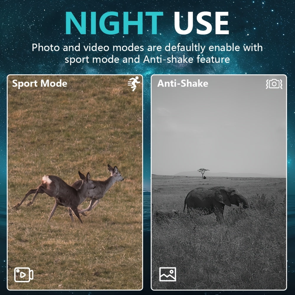 Lantoocam 2.7K Night Vision Binoculars - Record Video & Photo for Camping, Backyard Safety, 2000mAh Rechargeable + Free 32GB Card, Hunting Gear, Camping Equipment, Ergonomic Grip, Compact Design, Durable Construction, Precisi