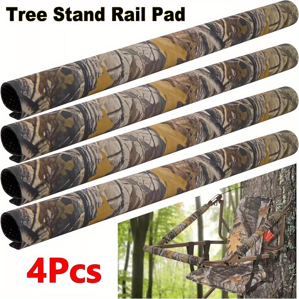 4pcs Camouflage Rubber Tree Stand Rail Pads, Durable & Easy to Install, for Deer Hunting Treestands, Ladder & Climbing Tripod Stands, Outdoor Hunting Gear | Blendable Environment | Cushioned Rail Pads, Bows for Deer Hunting