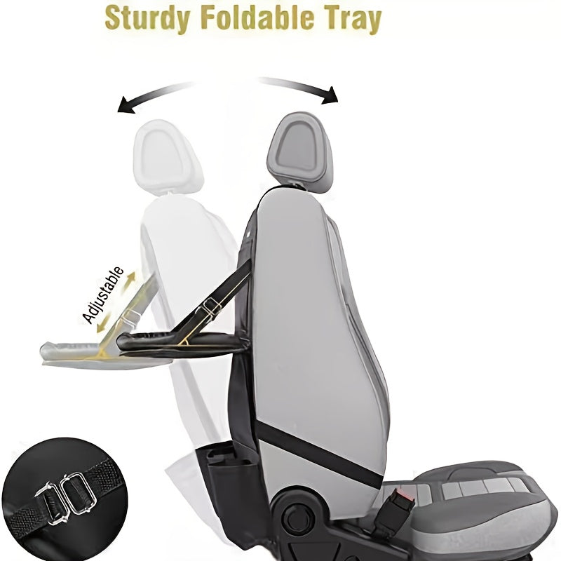 Car Backseat Organizer, Folding Rear Seat Car Parts, Road Trip Car Accessories, Multi-function Backrest Storage Trash Can, Large Storage Bag, Notebook, Dining Table, Tray