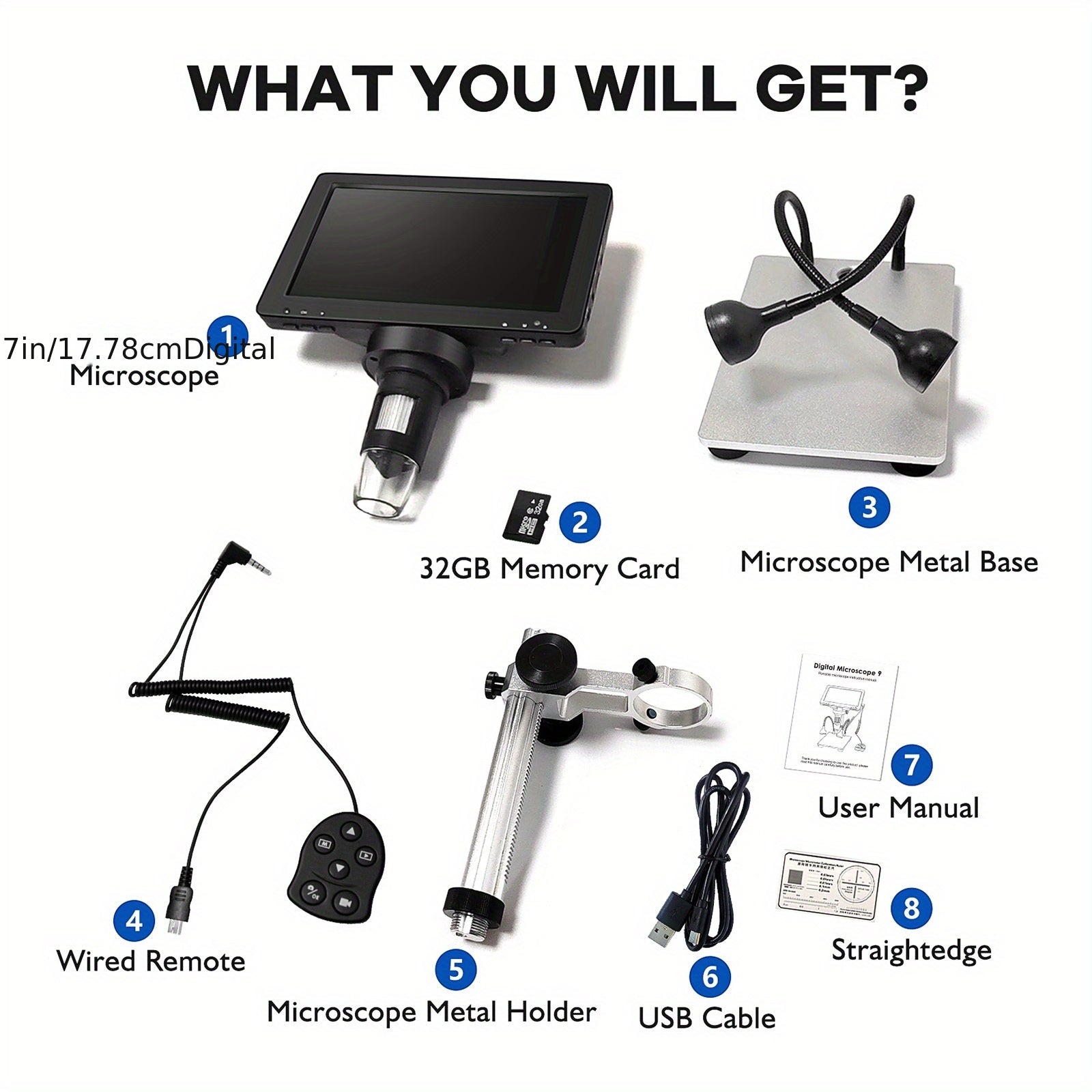 Rievbcau 7-Inch Hd Digital Microscope With 1200X Magnification - Perfect For Electronics Repair & Photography