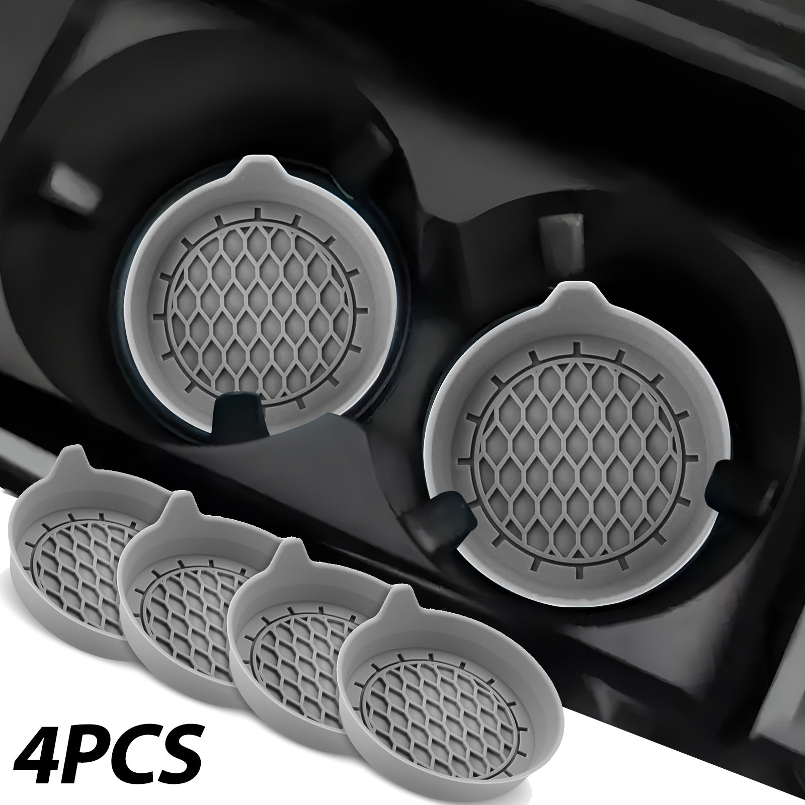 Car Cup Holder Coaster, Silicone Cup Holder Insert, Universal Non-Slip Cup Holders, Car Accessories Interior for Women And for Man 4 Pack Gray