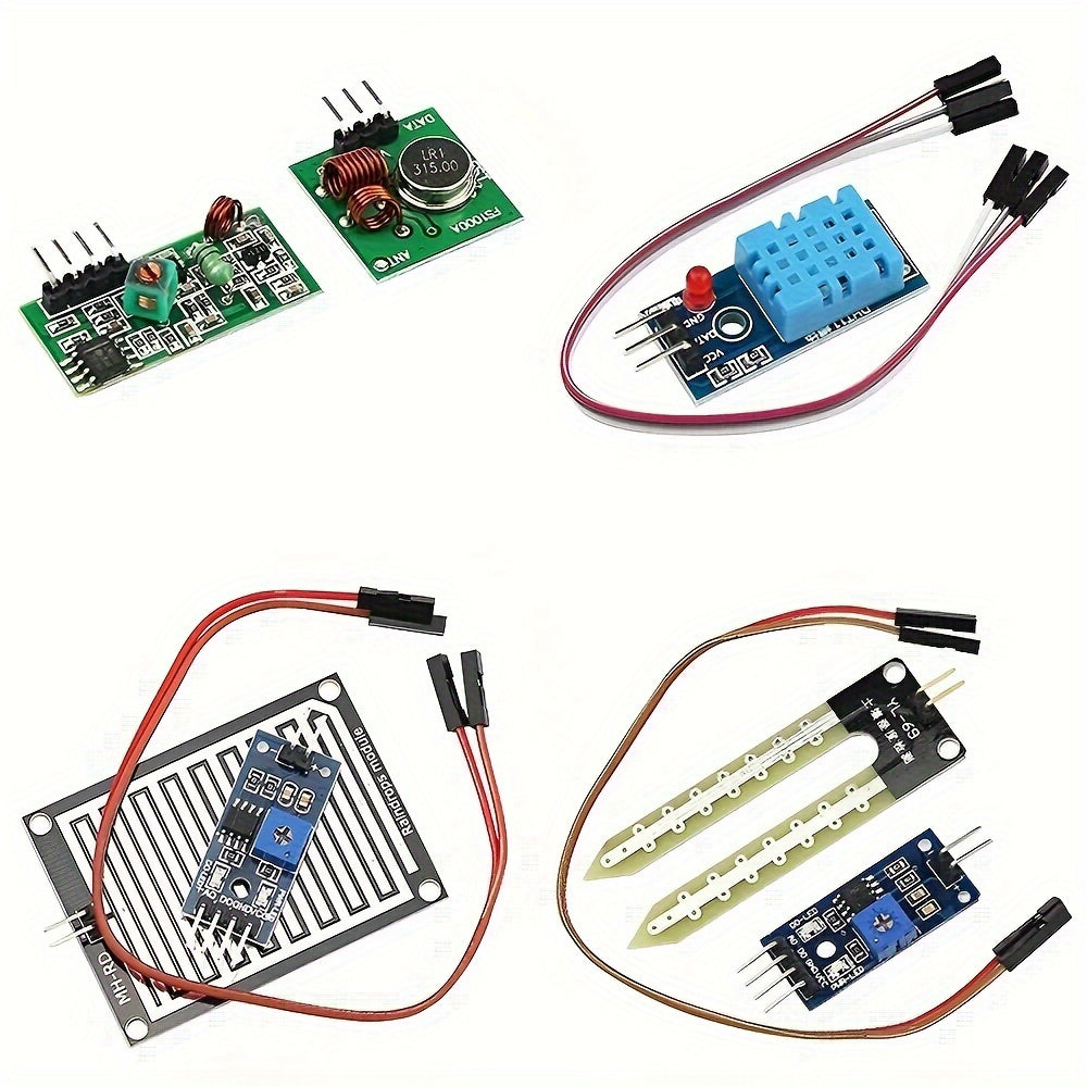 16-in-1 Sensor Module Kit for Raspberry Pi and Arduino, Including Ultrasonic, Temperature, Humidity, and Infrared Modules for DIY Robotics and Electronics Projects - Silicone, ≤36V Operating Voltage, No Battery Required
