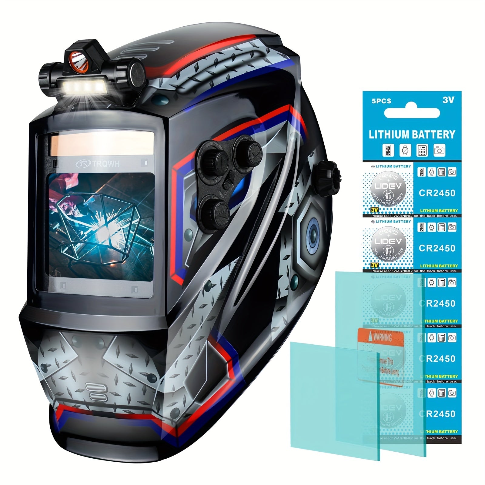 TRQWH Welding Helmet Auto Darkening - Large Viewing True Color Solar Powered Welding Hood With 4 Arc Sensor Adjustable Wide Shade Welder Mask For TIG MIG ARC Weld Plasma Cut Grinding