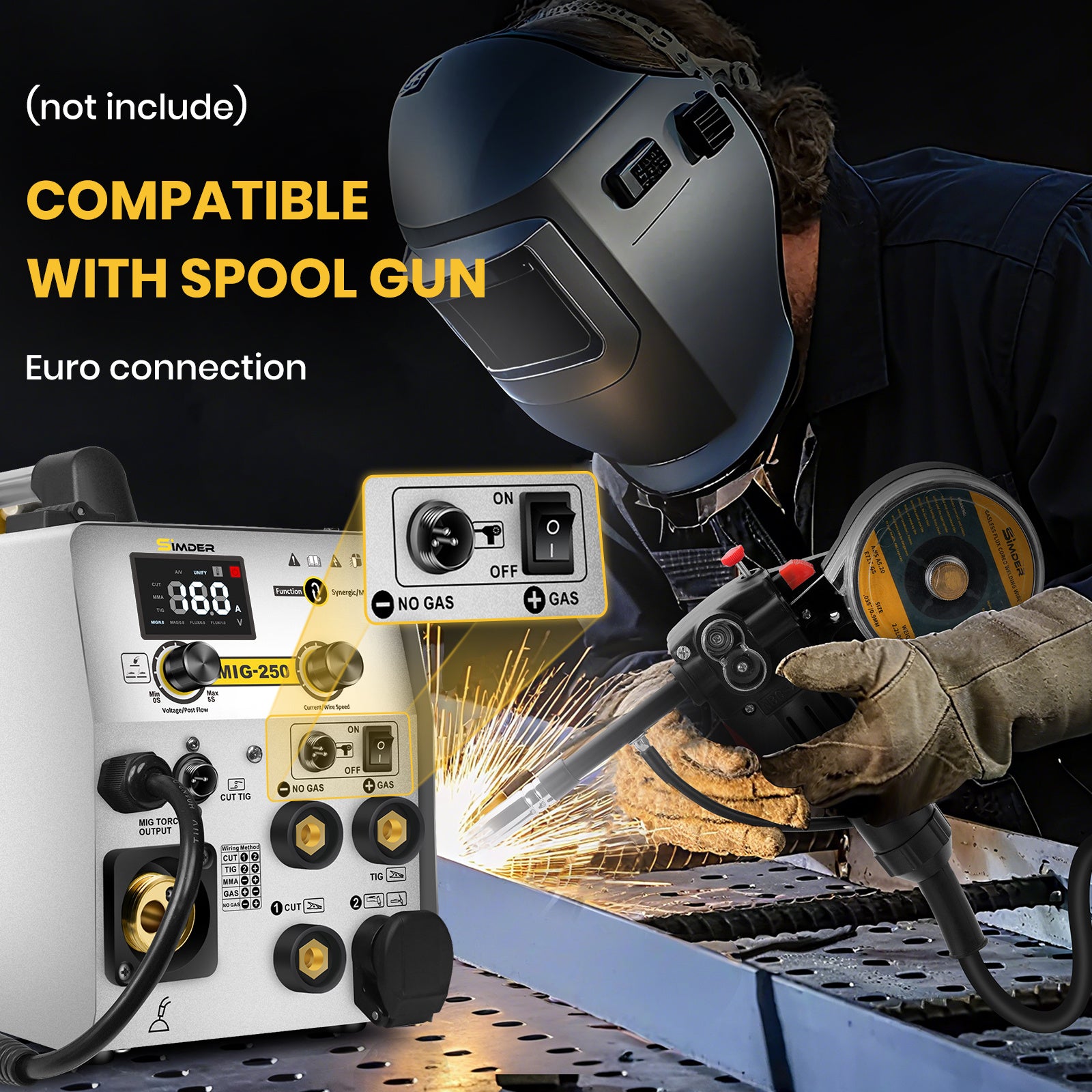 Plasma Cutter Welder MIG Welder Combo 6in1 with 65Pcs PT31 Plasma Cutting Torch Consumable, Gas MIG/Flux Core MIG/Spool Gun/Lift TIG/Stick/Plasma Cutting 110v/220v Aluminum MIG Welder Machine with Complete Welding Accessories