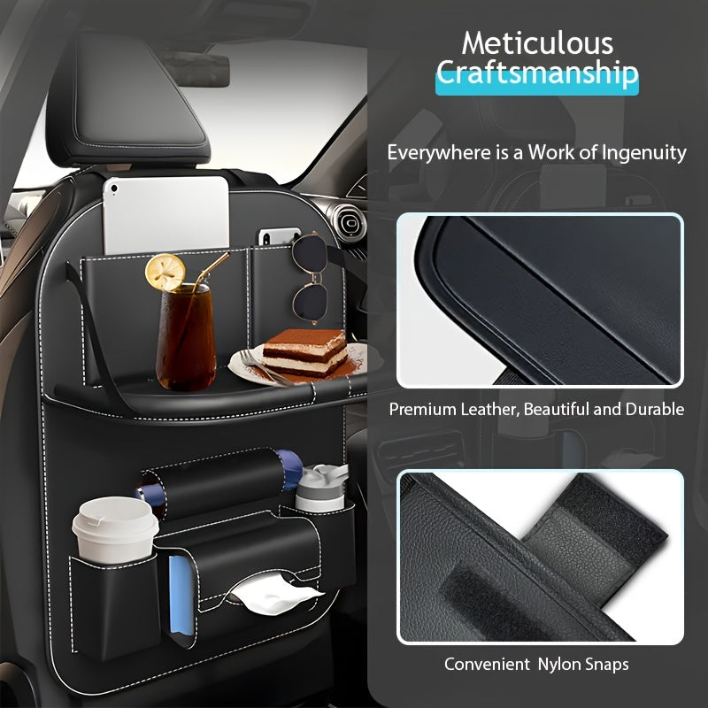 Car Backseat Organizer, Folding Rear Seat Car Parts, Road Trip Car Accessories, Multi-function Backrest Storage Trash Can, Large Storage Bag, Notebook, Dining Table, Tray