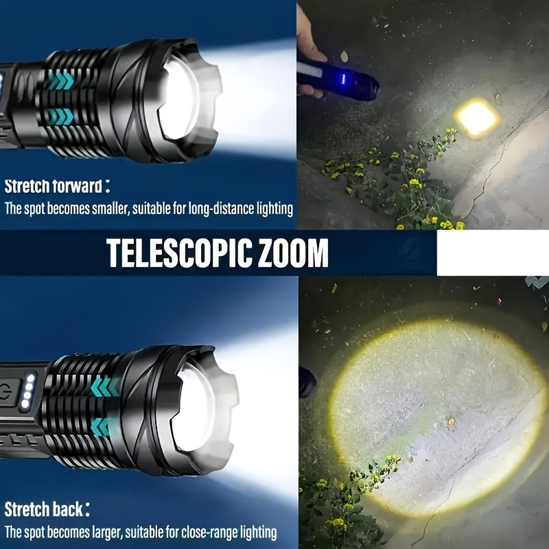 [1pc Super Powerful Torch Light] Super Powerful Rechargeable Torch Flood Light | 1pc for Outdoor Camping, Fishing, Hunting, Climbing, Adventure Emergency | Christmas Gift