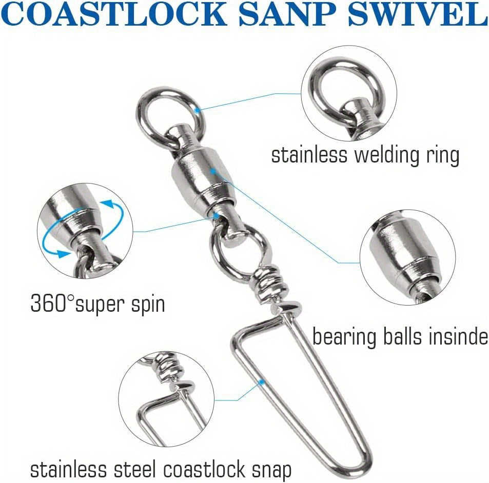 20pcs High Strength Stainless Steel Swivels - Durable Ball Bearing Snap Swivels for Saltwater and Freshwater Fishing