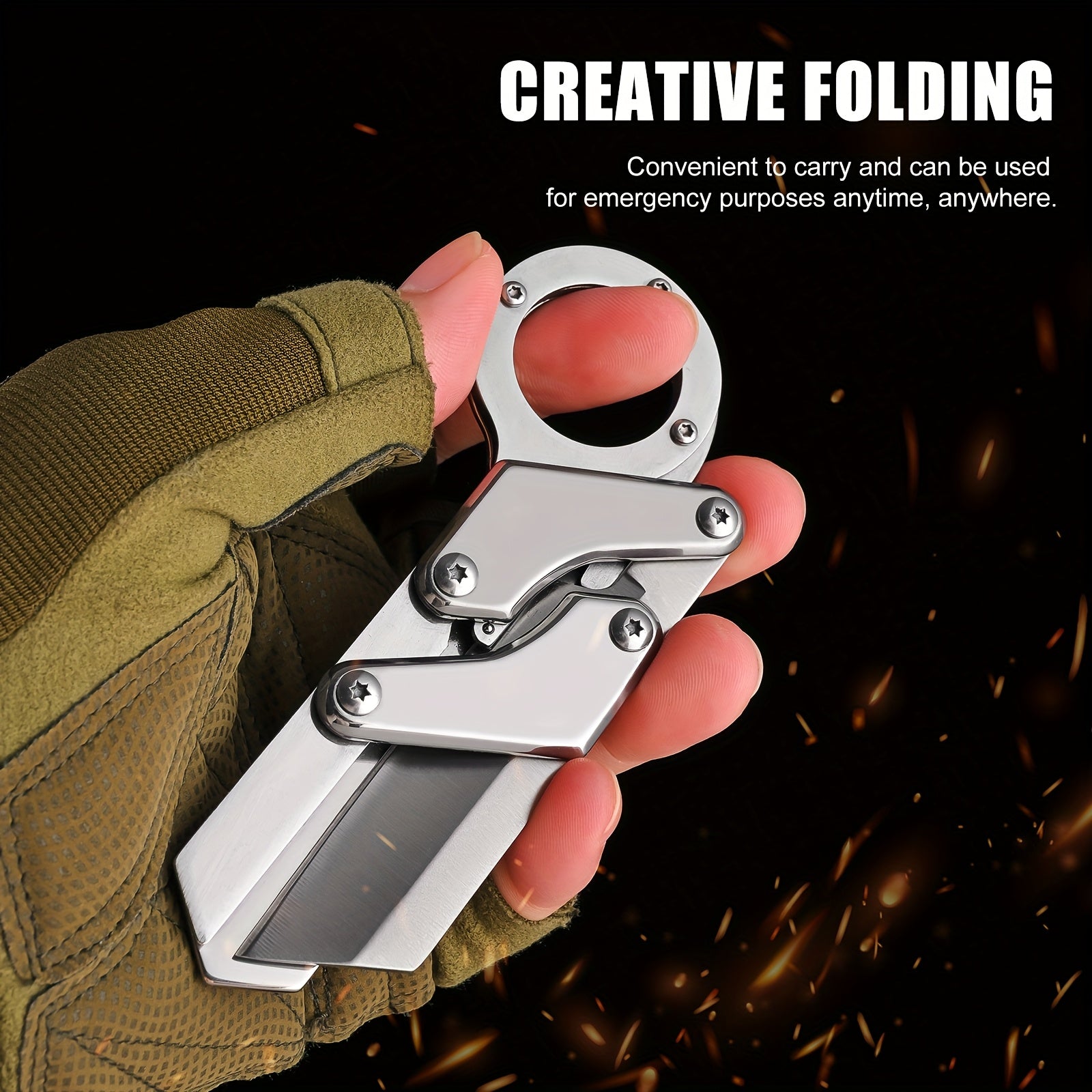 1pc, Multifunctional Folding Knife, Stainless Steel Pocket Knife, Creative Transforming Knife, Outdoor Survival Knife, Tactical Pocket Knife For Men Gifts