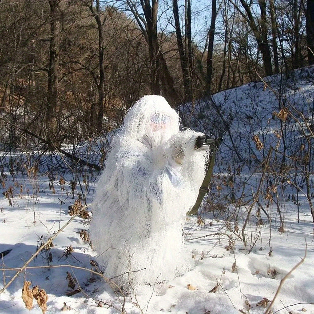 Men's Dry Grass Ghillie Suit, Winter Camo Hunting Suit, Airsoft Gillie Suit Hooded Camouflage Hunting Gear