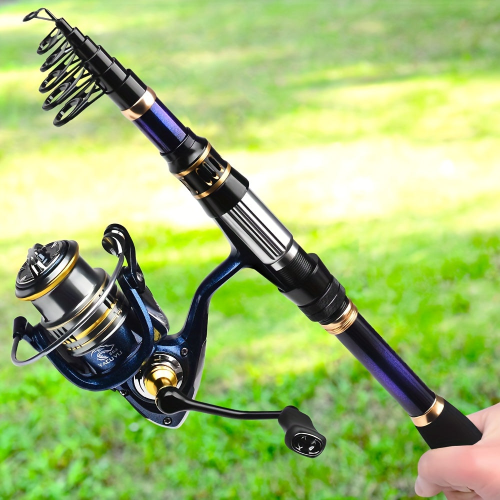 Fishing Rod and Reel Combo - Telescopic Fishing Poles and Spinning Reels Combos - Carbon Fiber Fishing Pole with 2500 Fishing Reel Combos - Bass Fishing Tackle Gear Set Fishing Rods Kit 1.8m/5.9ft