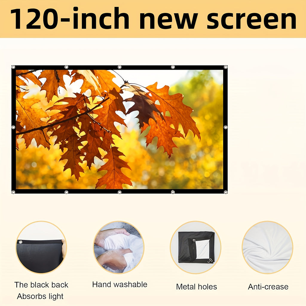 120/100/84 Inch Portable Foldable Wrinkle-Resistant Projection Screen with Carry & Stands - 16:9 Widescreen HD Clarity for Home Theater, Outdoor Movies, Office, Gaming - Lightweight Durable Indoor/Outdoor Projector Screen (No