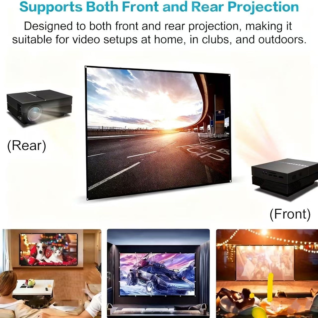 120/100/84 Inch Portable Foldable Wrinkle-Resistant Projection Screen with Carry & Stands - 16:9 Widescreen HD Clarity for Home Theater, Outdoor Movies, Office, Gaming - Lightweight Durable Indoor/Outdoor Projector Screen (No