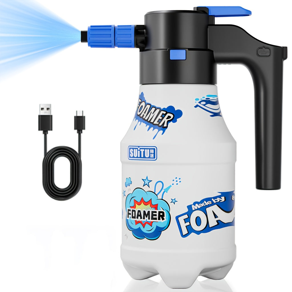 1.5L Electric Car Foam Sprayer - USB Rechargeable Handheld Foam Gun with Ergonomic Handle, Adjustable Spray Nozzle & Portable Design for Car Washing, RV, Motorcycle, Boat, and Vehicle Cleaning, Car Wash Foam Gun, Vehicle Clea
