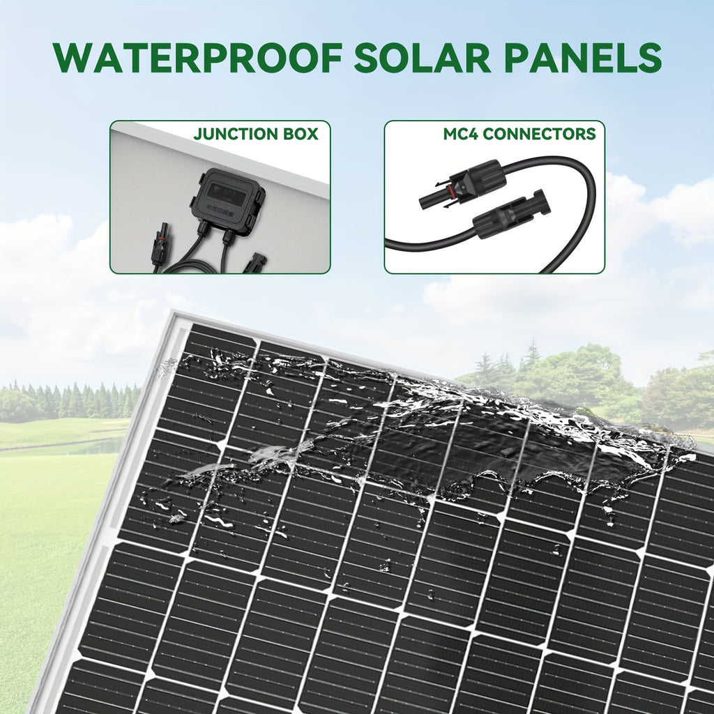 High Efficiency 25.5% 400W Monocrystalline Solar Panels - Durable Aluminum Frame & Weather-Resistant - for Rooftop, Farm, House, RVs & Off-Grid Systems - Low Light Energy Production - Long-Term Use
