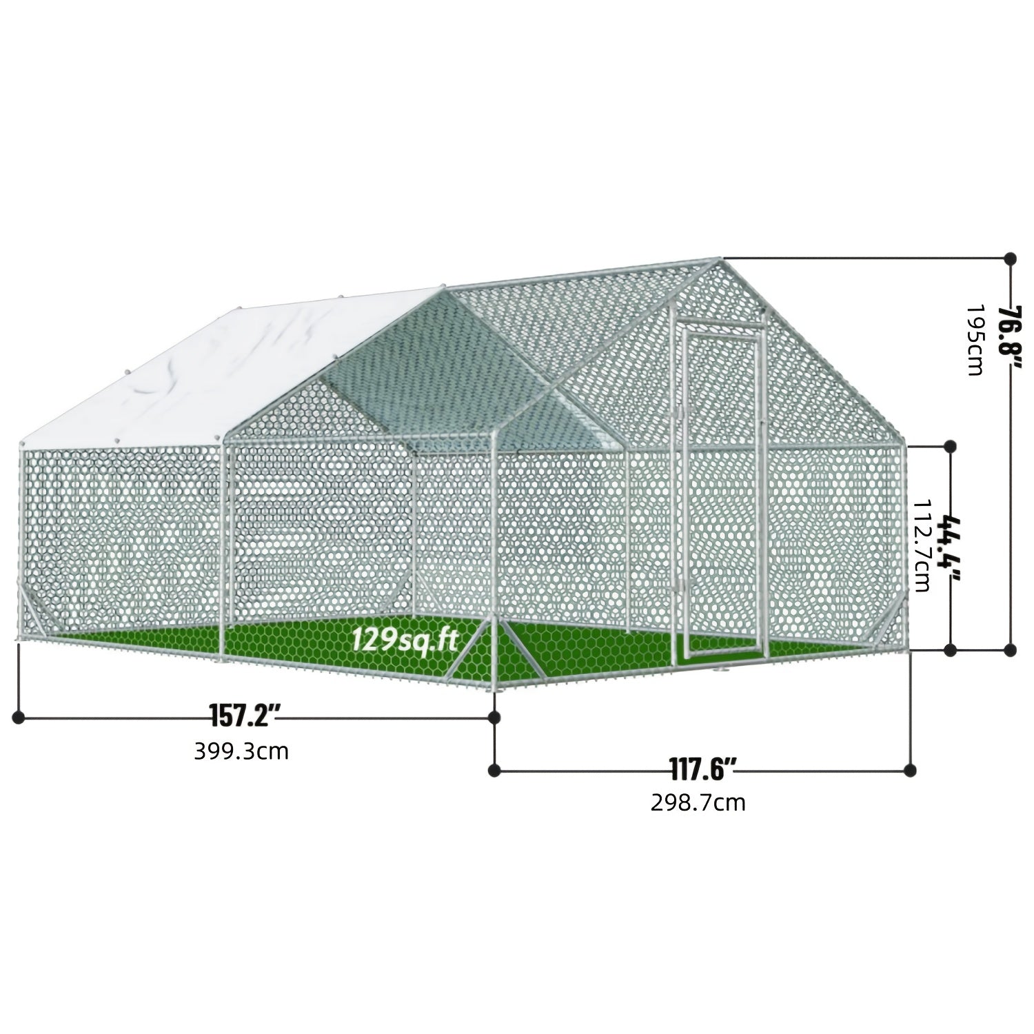 Large Metal Dog Cage & Chicken Coop with Walk-In Access, Spire Roof & Anti-UV Cover - Durable Outdoor Poultry Pen for Backyard Farm, Small Animals, Dogs - Weather-Resistant Design, Weatherproof Construction, Chicken Coop Acce