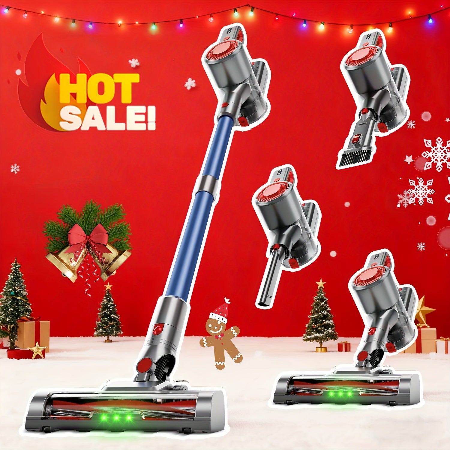 55-70 KPA Lightweight Vacuum Cleaner with Upgraded Green LED, Anti-tangle Brush, Removable Battery, Multiple Suction Levels, Up to 45 Minutes Of Battery Life, Women's Car Accessories, Vacuum Cleaner for Carpets, Pet Hair, And