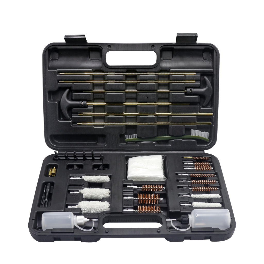 Gun Cleaning Kit with Oil Pot - Heavy-Duty Plastic Case, Multi-Tool Set for Shotguns, Rifles, Pistols - Compatible with 9mm, 12G, 20G, 22LR, 22WLR, Gun Cleaning Kit, Hunting Gear, Minimalist Design, Durable Construction, Outd
