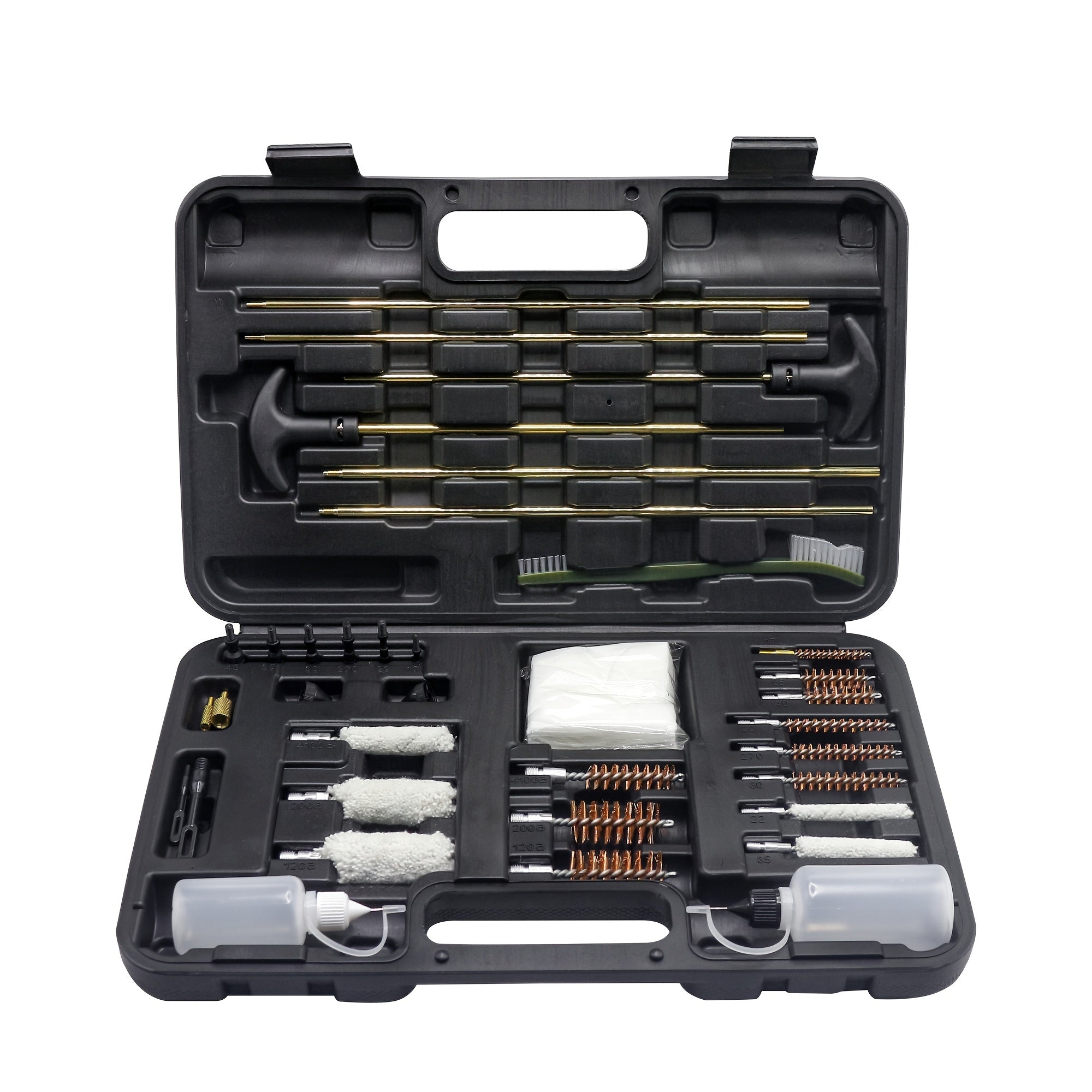 Gun Cleaning Kit with Oil Pot - Heavy-Duty Plastic Case, Multi-Tool Set for Shotguns, Rifles, Pistols - Compatible with 9mm, 12G, 20G, 22LR, 22WLR, Gun Cleaning Kit, Hunting Gear, Minimalist Design, Durable Construction, Outd