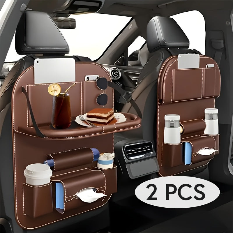 [Deluxe Car Organizer Kit] Premium Quality Deluxe Car Back Seat Organizer Kit | Foldable Dining Table, Kick Mats, Cup Holder, Tissue Box, Laptop Tray, Car Eating Tray & Umbrella Holder - Easy Install, Space-Saving for Family