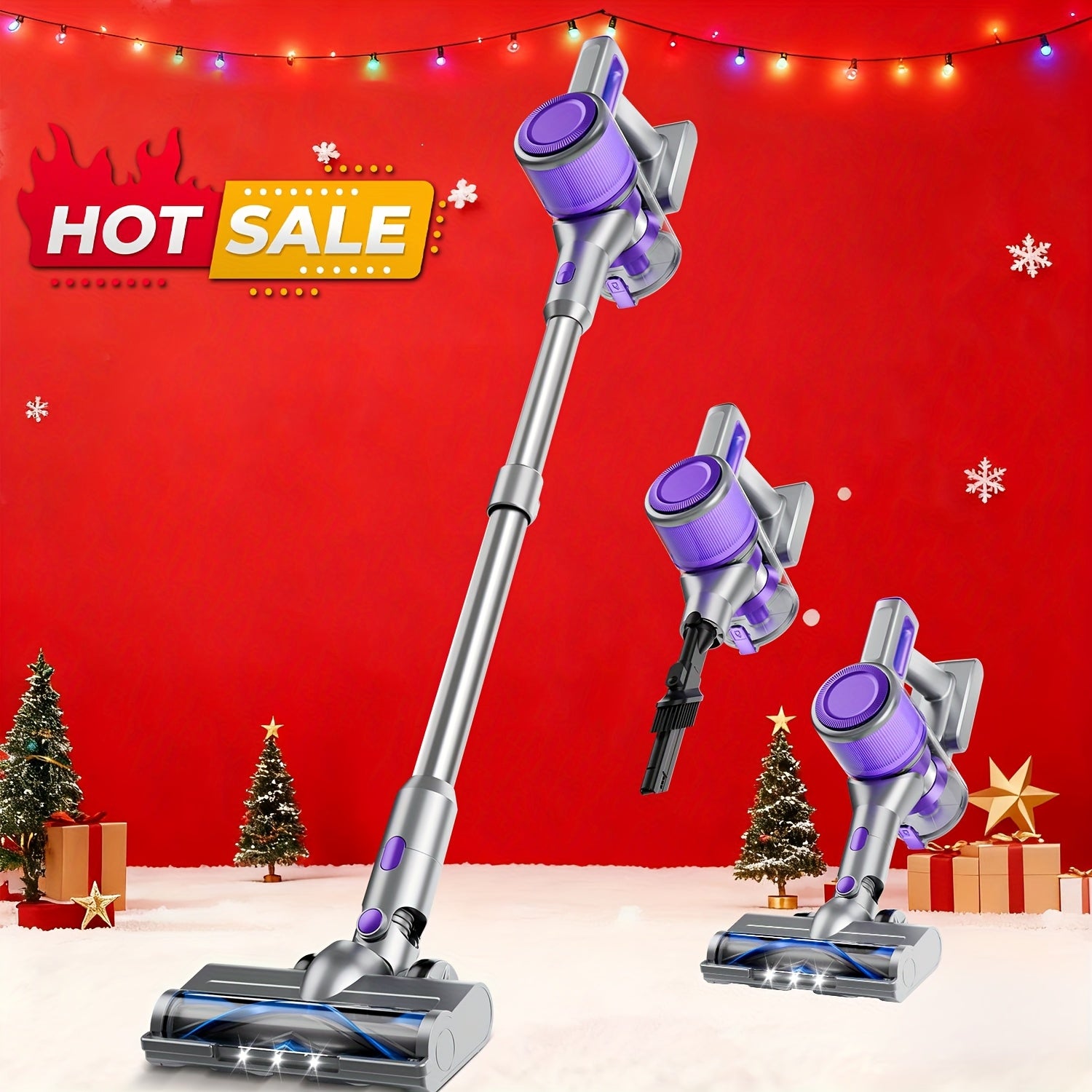 55-70 KPA Lightweight Vacuum Cleaner with Upgraded Green LED, Anti-tangle Brush, Removable Battery, Multiple Suction Levels, Up to 45 Minutes Of Battery Life, Women's Car Accessories, Vacuum Cleaner for Carpets, Pet Hair, And