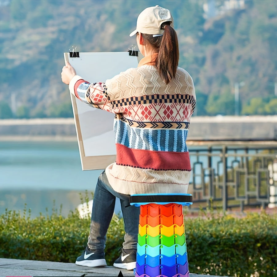 1pc Ultralight Folding Stool - Adjustable Height Portable Bench For Camping, Fishing, And Outdoor Activities - Supports Up To 550lbs