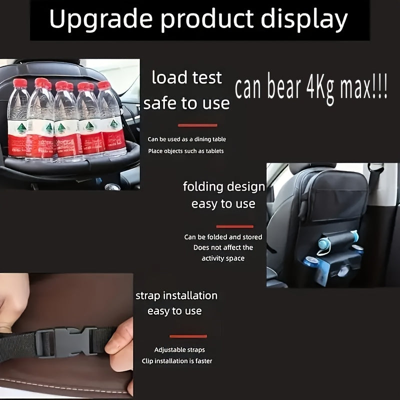 [Deluxe Car Organizer Kit] Premium Quality Deluxe Car Back Seat Organizer Kit | Foldable Dining Table, Kick Mats, Cup Holder, Tissue Box, Laptop Tray, Car Eating Tray & Umbrella Holder - Easy Install, Space-Saving for Family