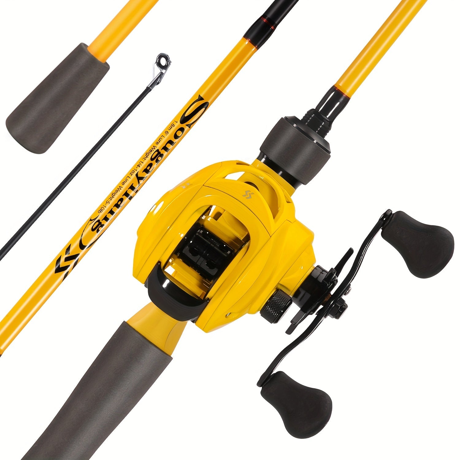 Sougayilang Baitcaster Combo, 2 Pieces Fishing Poles With 7.1:1 Gear Ratio Comfort EVA Grip Handle Reel Baitcasting Fishing Combo