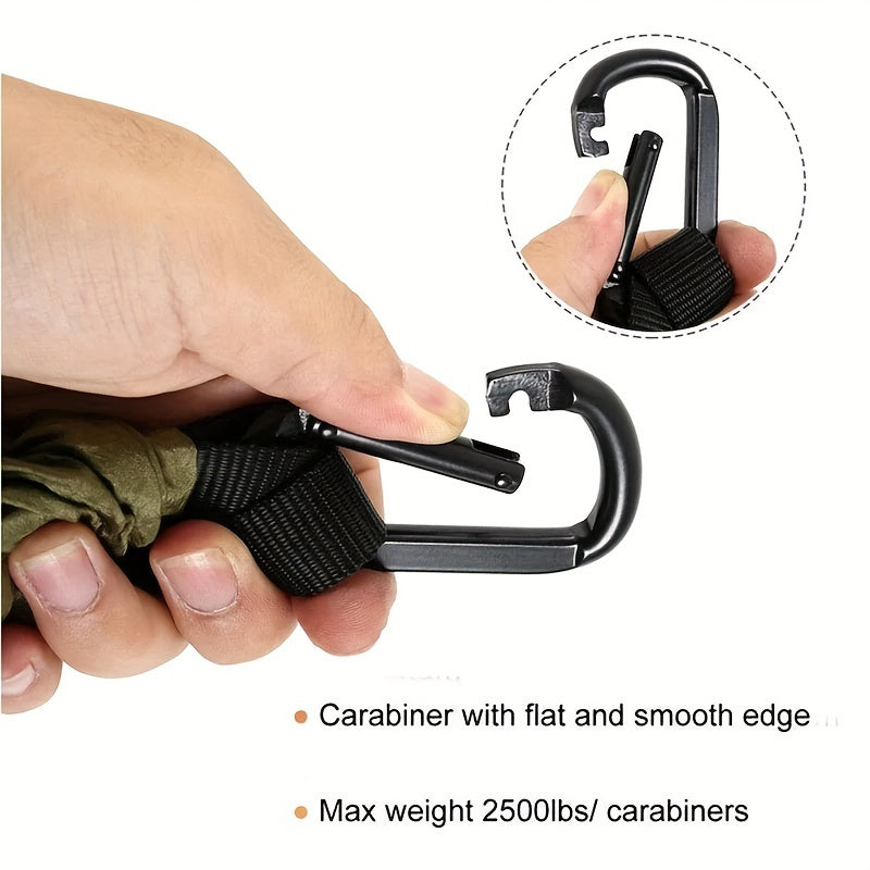 Solid Color Parachute Hammock With Hammock Strap And Black Carabiner, Camping Survival Travel Outdoor Furniture