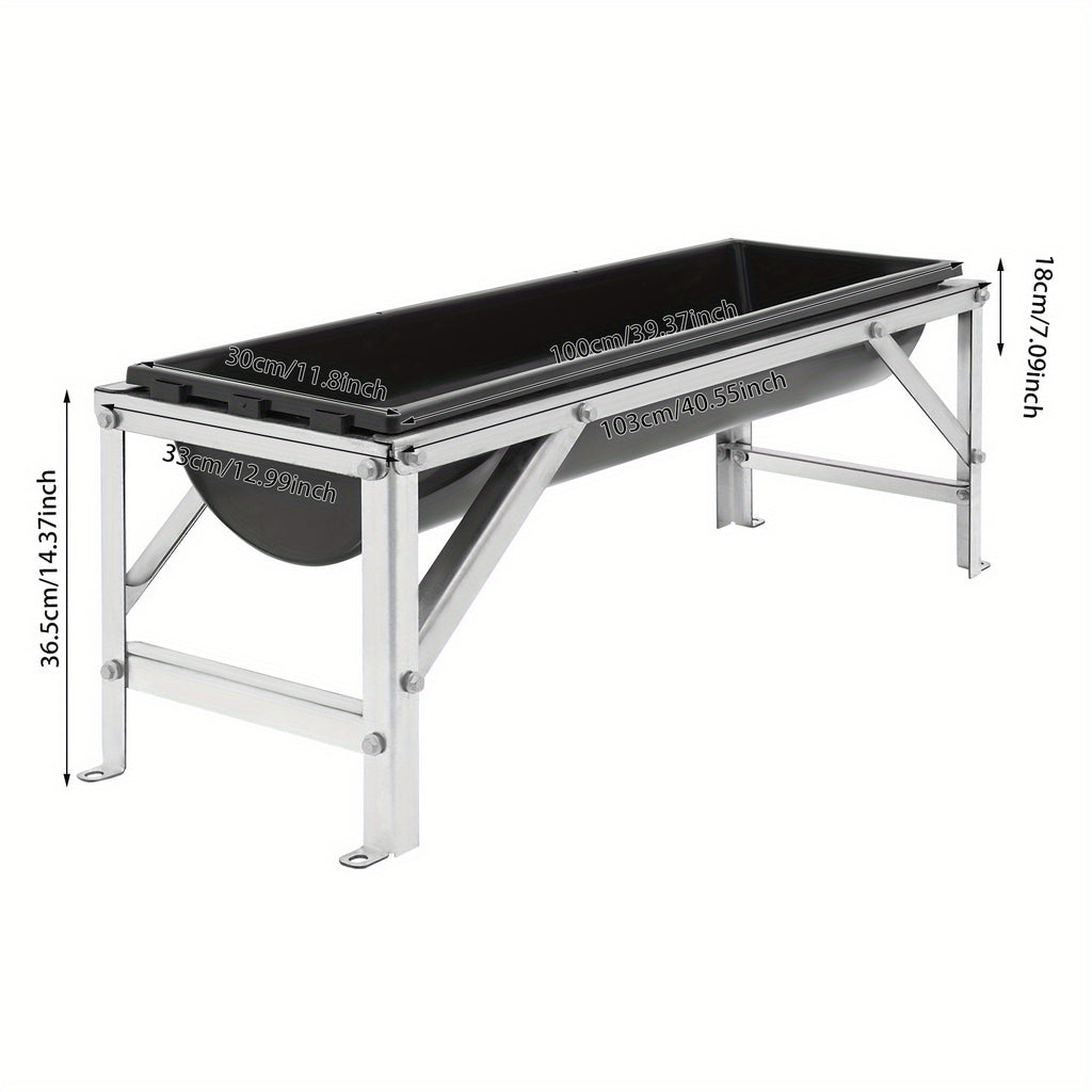 OUKANING 35L/9.25Gal Large Capacity Horse Feeder Water Trough with Stand - Durable Metal Frame, Easy-Clean Design for Calfes, Sheep, Horses, Alpacas & Goats - Farm Livestock Feeding & Hydration, Horse Feeder, Sturdy Construct