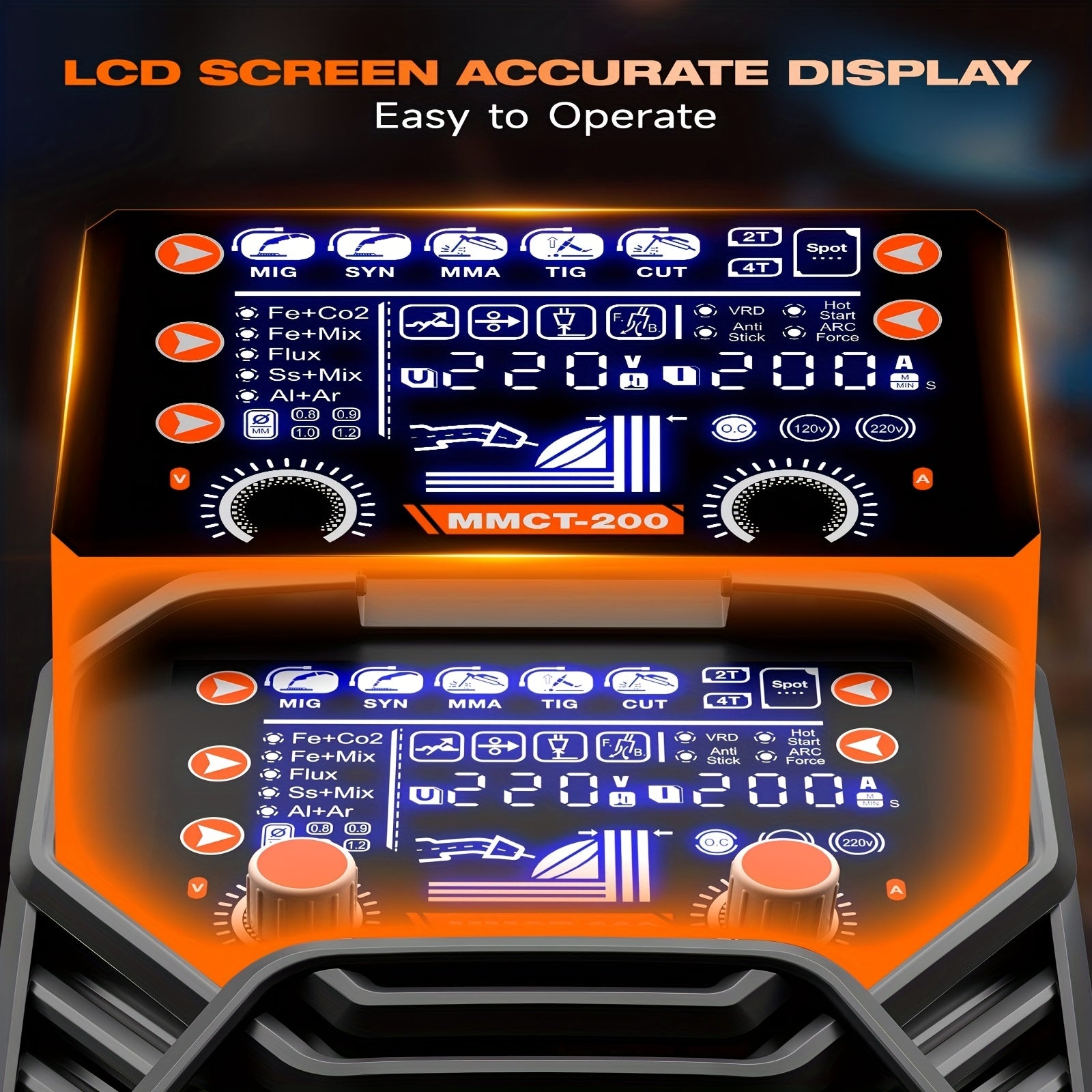 Multi-Process Welder-200A 7-in-1 Welding Machine Combination (incl. High Frequency TIG/Gas MIG/Fusion Core MIG/Stick/Plasma Cutting/SYN/Spot/VRD Welding), 110/220V Dual Voltage Aluminum Welding Machine