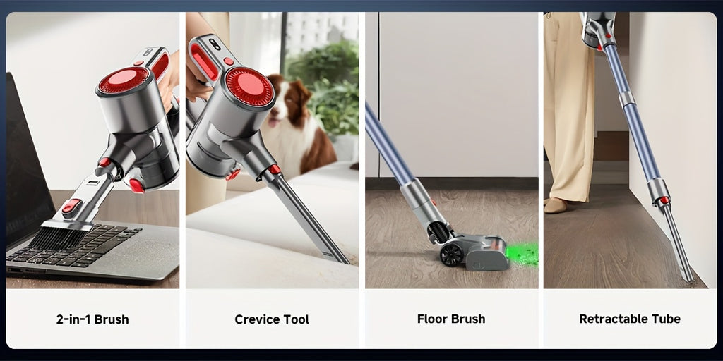 55-70 KPA Lightweight Vacuum Cleaner with Upgraded Green LED, Anti-tangle Brush, Removable Battery, Multiple Suction Levels, Up to 45 Minutes Of Battery Life, Women's Car Accessories, Vacuum Cleaner for Carpets, Pet Hair, And