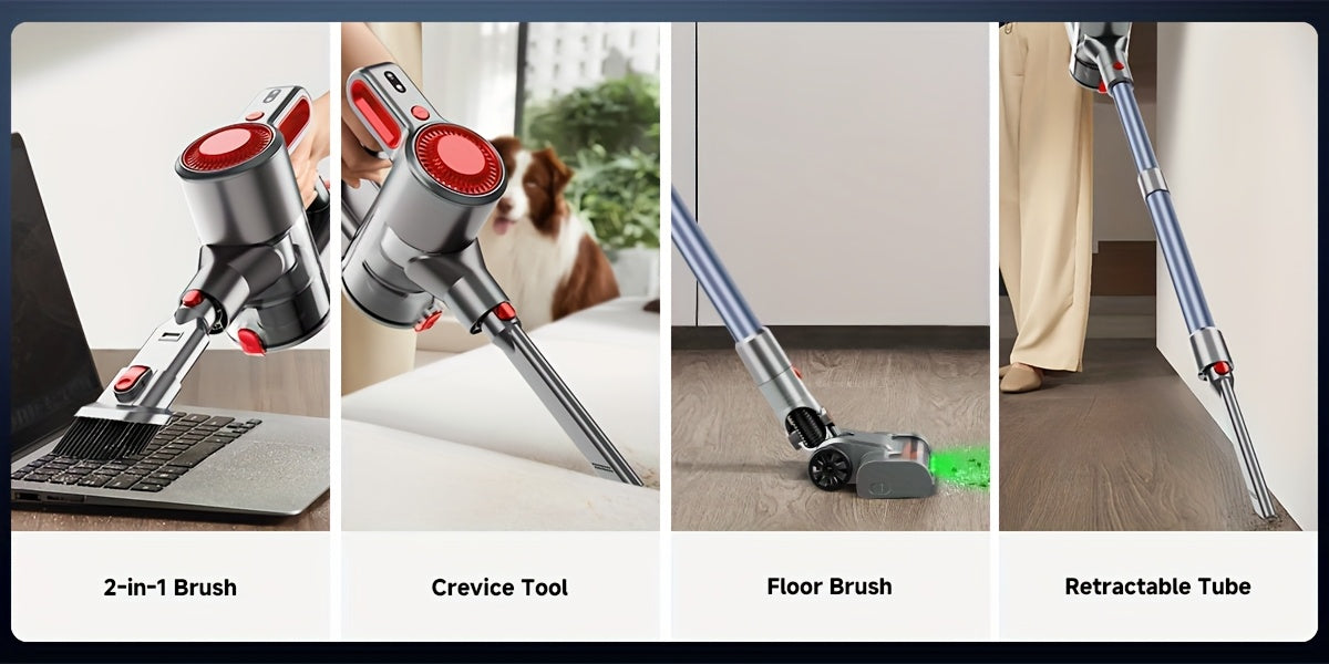 55-70 KPA Lightweight Vacuum Cleaner with Upgraded Green LED, Anti-tangle Brush, Removable Battery, Multiple Suction Levels, Up to 45 Minutes Of Battery Life, Women's Car Accessories, Vacuum Cleaner for Carpets, Pet Hair, And