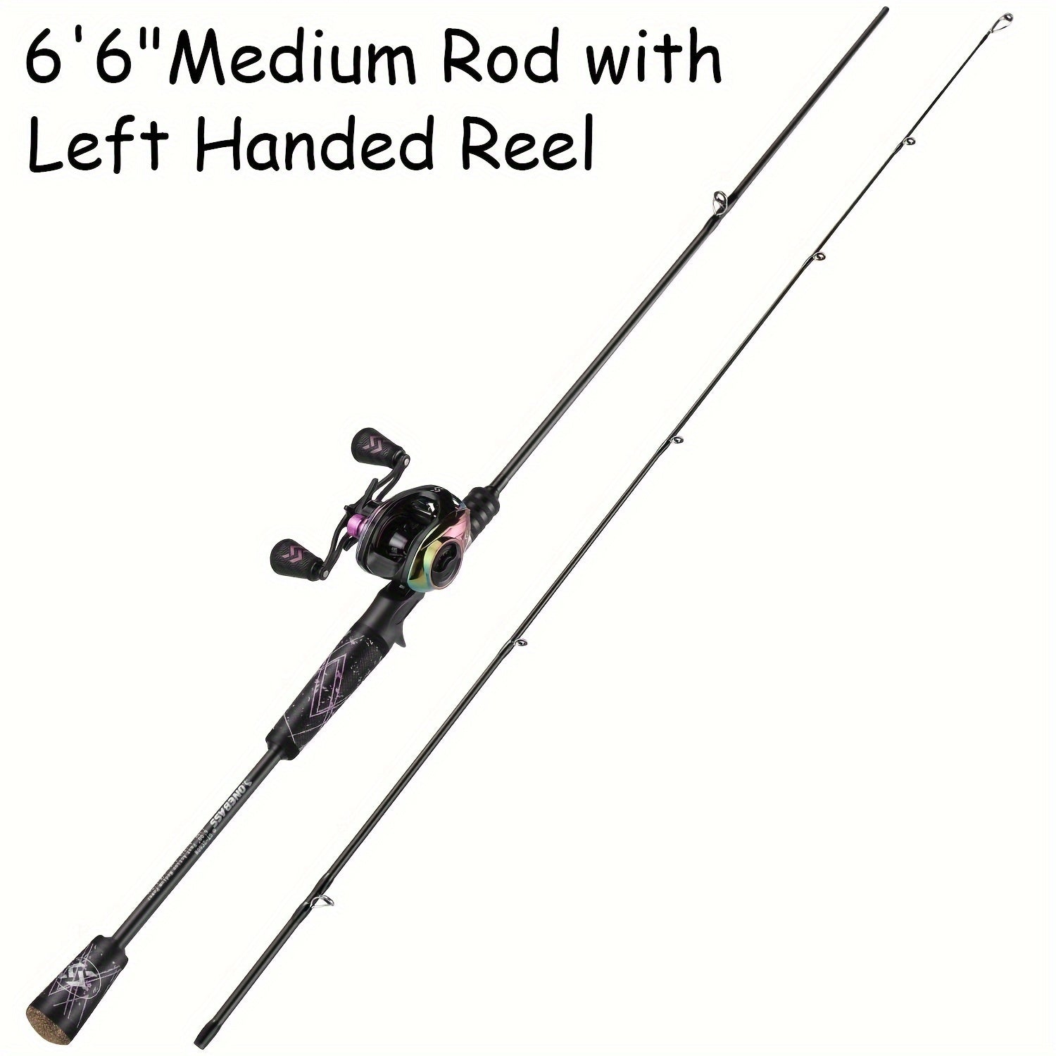 Sougayilang Fishing Rod And Reel Combo, Medium Fast Baitcasting Combo, 24-Ton Carbon Fiber 2 Pieces Fishing Poles With Baitcaster Reel Super Polymer Handle Baitcasting Fishing Combo
