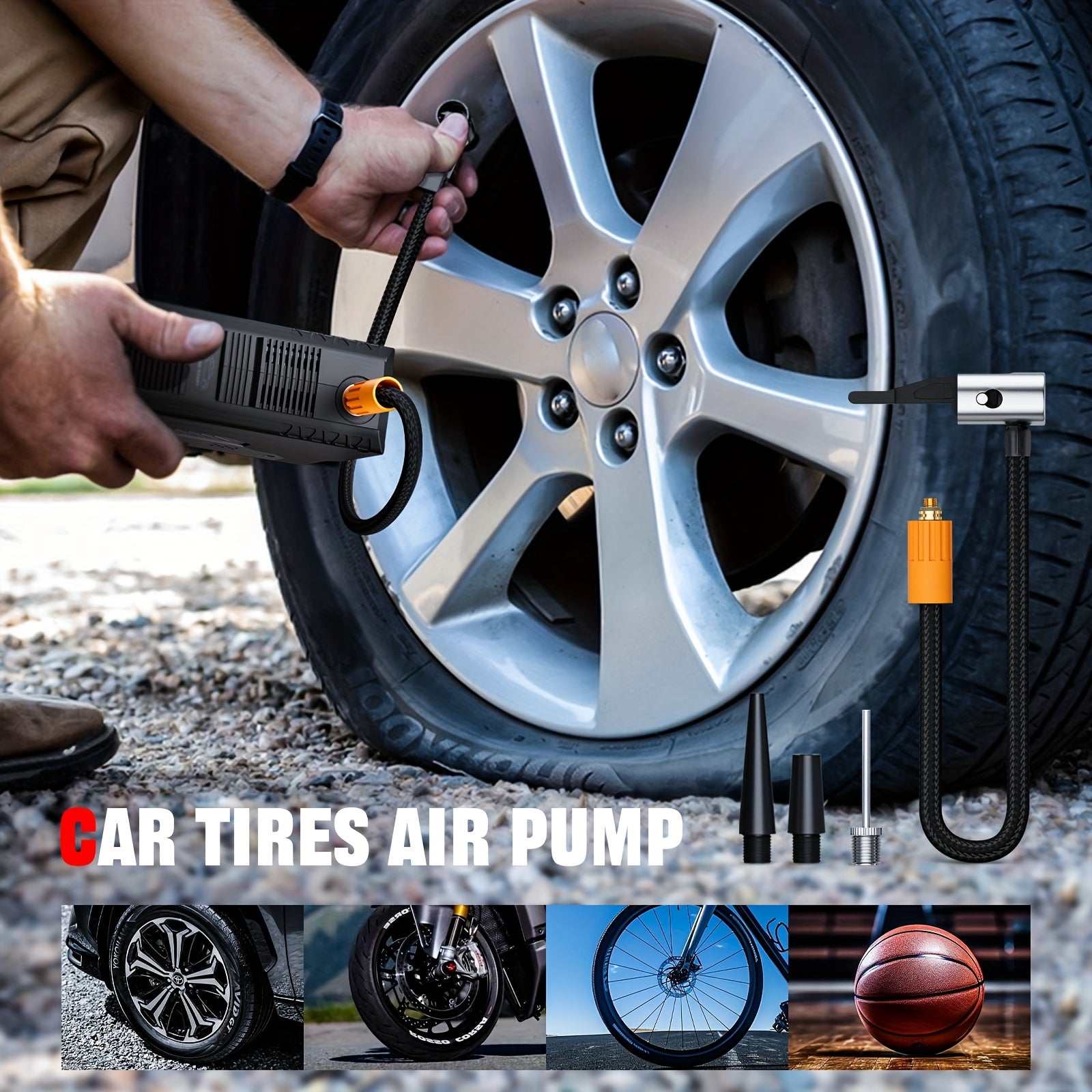 HPBS 5000A Portable Car Jump Starter with Air Compressor- 12V Battery Booster with 150 PSI Tire Inflator Air Pump for 12V Vehicles(Up to 2.11gal Gas And 1.72gal Diesel Engines), Car Jump Box with LED Light, Fast Charging USB