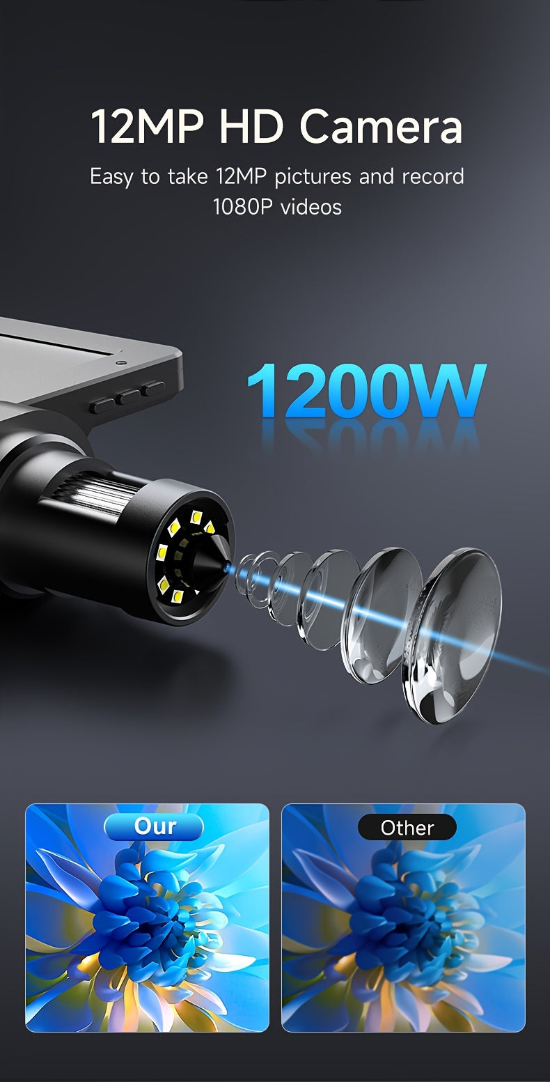 Rievbcau 7-Inch Hd Digital Microscope With 1200X Magnification - Perfect For Electronics Repair & Photography