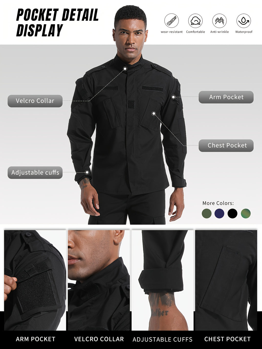 2-Pack Men'S Tactical Cargo Pants & Outdoor Jacket Set - Durable, Lightweight Ripstop Fabric, Slim Fit with Multiple Pockets for Hunting, Training, Hiking, Camping - All-Season Comfort, Hunting Gear, Camping Attire, Sporty St