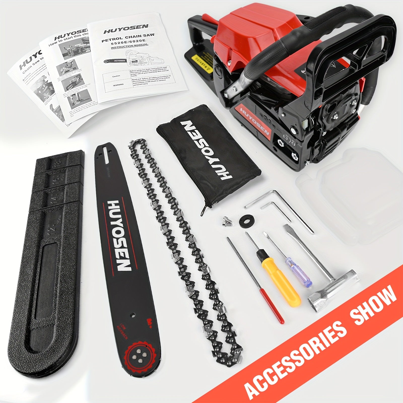 54.6cc 20-Inch Gasoline Chainsaw with 2-Stroke Engine, Automatic Lubrication & Ergonomic Handle - Heavy-Duty Metal Construction for Efficient Wood Cutting & Tree Trimming - Ideal for Outdoor Garden, Farm, Home Use - Perfect F