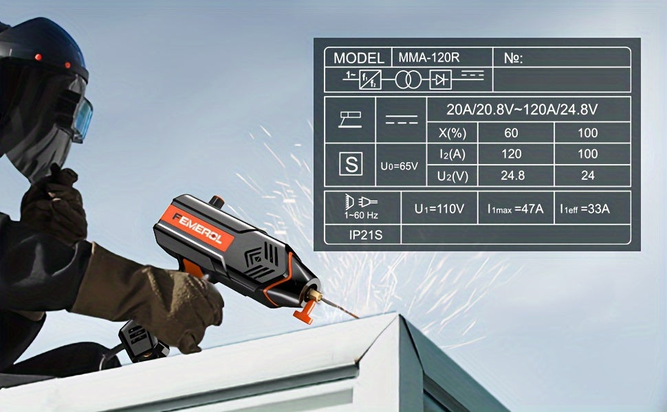 FEMEROL Welding Machine 110V Handheld Welder 120A Portable Stick Welder Hand Held Welder Machine IGBT Inverter Digital Display With Welding Tool Set And Toolbox